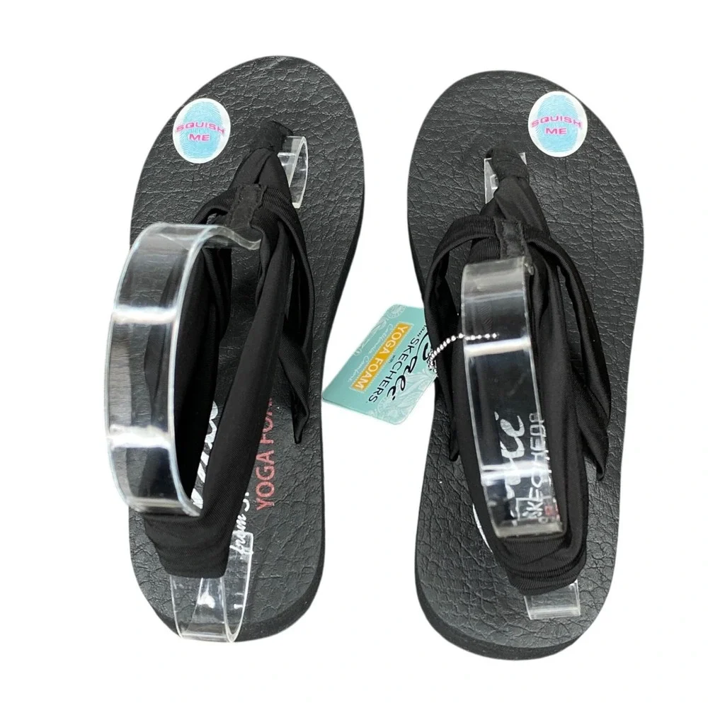 Skechers Cali Meditation Studio Kicks Sandals Womens Size 6 Black Yoga Foam NWT